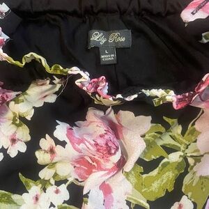 Lily Rose Black Dress with Pink and Green Floral Design
